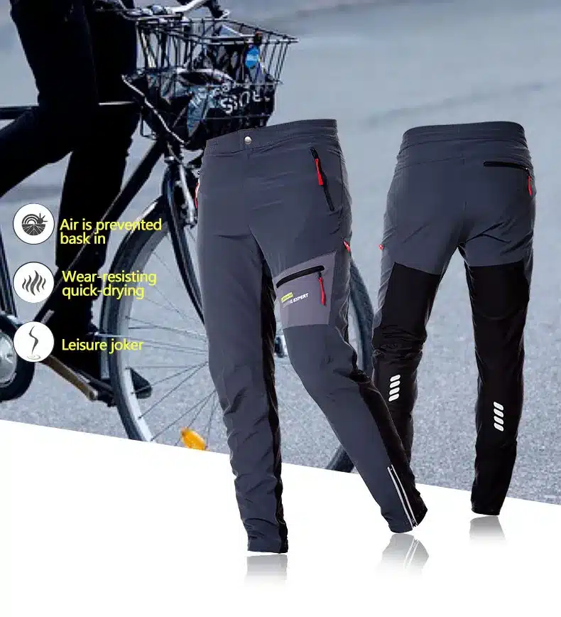 ACACIA Black Grey Breathable Soft Bicycle Safety Reflective Elastic Waist Pants Spring Autumn Men Cycling Long Pants 02997 1