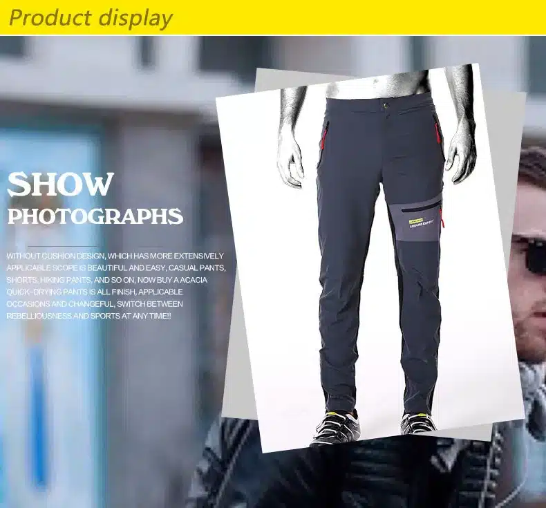 ACACIA Black Grey Breathable Soft Bicycle Safety Reflective Elastic Waist Pants Spring Autumn Men Cycling Long Pants 02997 2