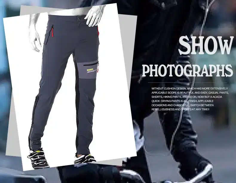 ACACIA Black Grey Breathable Soft Bicycle Safety Reflective Elastic Waist Pants Spring Autumn Men Cycling Long Pants 02997 3