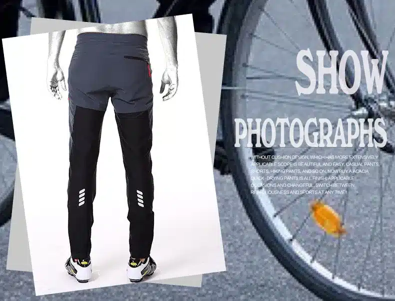 ACACIA Black Grey Breathable Soft Bicycle Safety Reflective Elastic Waist Pants Spring Autumn Men Cycling Long Pants 02997 5