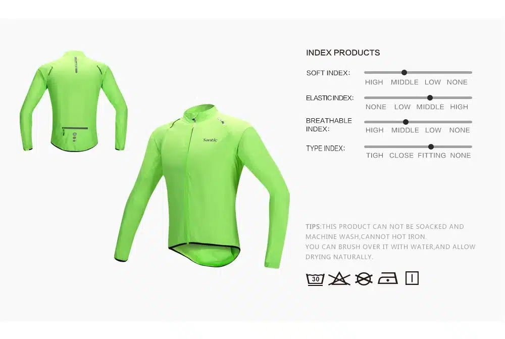 Santic Men Cycling Windproof Jackets Sun-protective Anti-splashing Water UPF30+ Cycling Clothings Skin Coat Green C07015V/C6101 5