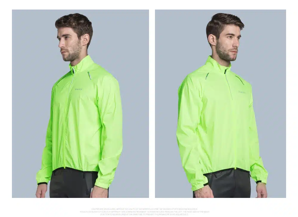 Santic Men Cycling Windproof Jackets Sun-protective Anti-splashing Water UPF30+ Cycling Clothings Skin Coat Green C07015V/C6101 10