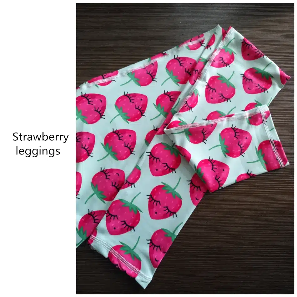 Oyoo Funny Strawberry printed athletic yoga leggings women running sport tights girls baby blue pineapple fitness legging 3