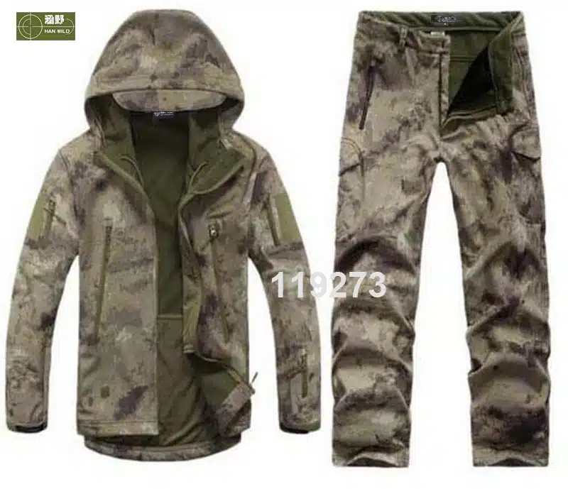 HANWILD Man Fishing Waterproof Hunting Tactical SoftShell Outdoor Jacket SharkSkin Military Camouflage Jackets Set Sport Army S6 15