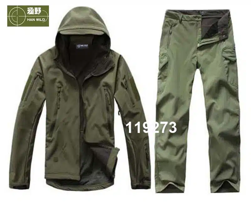 HANWILD Man Fishing Waterproof Hunting Tactical SoftShell Outdoor Jacket SharkSkin Military Camouflage Jackets Set Sport Army S6 19