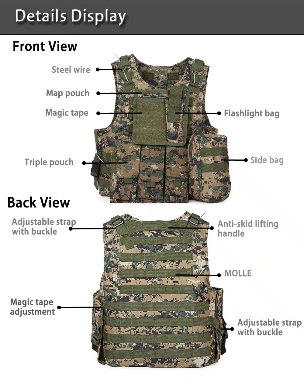 Tactical Vest 7 Colors Mens Military Hunting Vest Field Battle Airsoft Molle Waistcoat Combat Assault Plate Carrier Hunting Vest 6