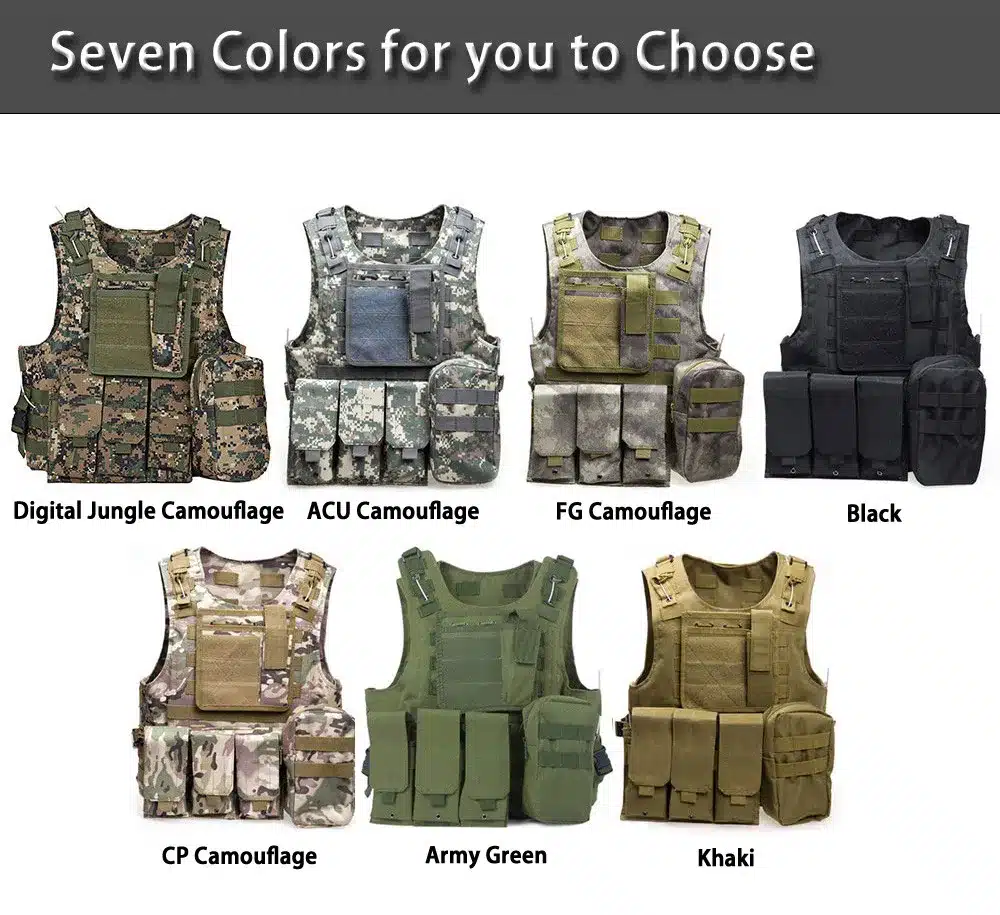 Tactical Vest 7 Colors Mens Military Hunting Vest Field Battle Airsoft Molle Waistcoat Combat Assault Plate Carrier Hunting Vest 11