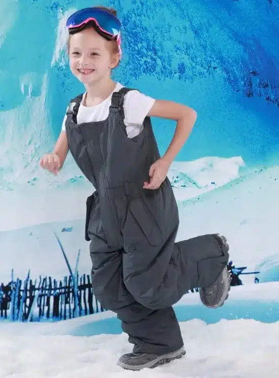 Detector children outdoor padded trousers boys and girls winter skiing pants overall jumpsuit strap romper girl bib 92-134 3