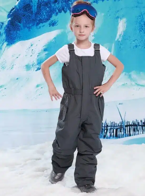 Detector children outdoor padded trousers boys and girls winter skiing pants overall jumpsuit strap romper girl bib 92-134 2
