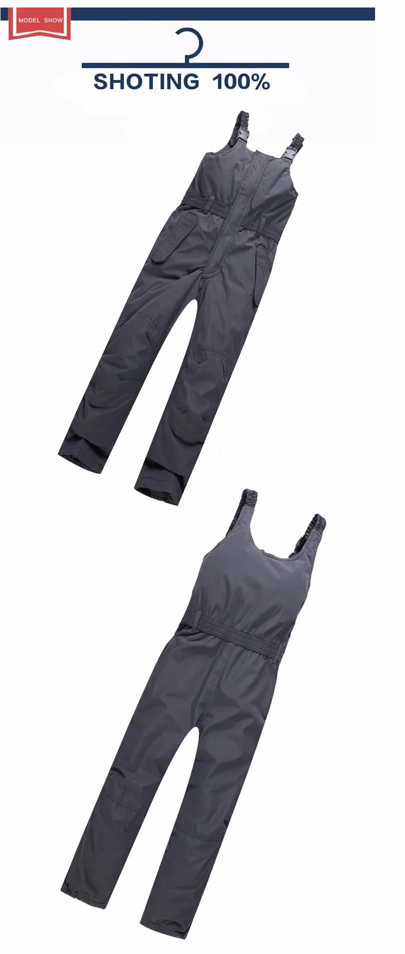 Detector children outdoor padded trousers boys and girls winter skiing pants overall jumpsuit strap romper girl bib 92-134 6