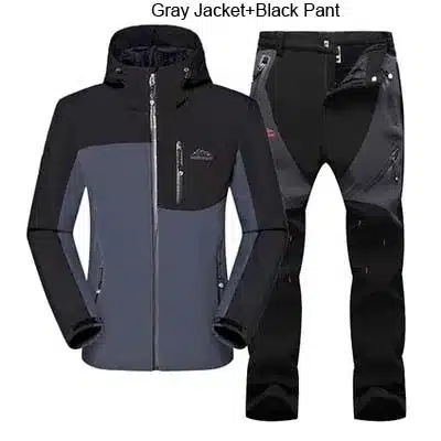 DIRENJIE Man Winter Waterproof Fishing Camping Trekking Fleece SoftShell Outdoor Jacket Pant Set Sport Hiking Trousers 5XL S36 4