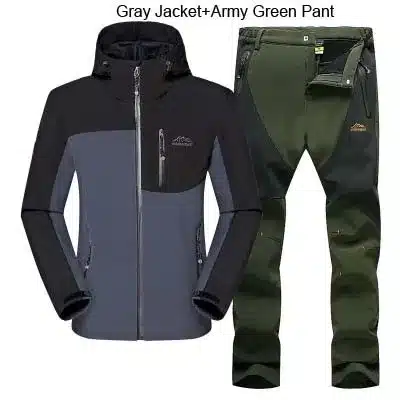 DIRENJIE Man Winter Waterproof Fishing Camping Trekking Fleece SoftShell Outdoor Jacket Pant Set Sport Hiking Trousers 5XL S36 6