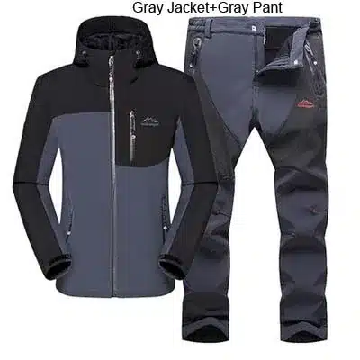DIRENJIE Man Winter Waterproof Fishing Camping Trekking Fleece SoftShell Outdoor Jacket Pant Set Sport Hiking Trousers 5XL S36 5