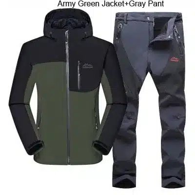 DIRENJIE Man Winter Waterproof Fishing Camping Trekking Fleece SoftShell Outdoor Jacket Pant Set Sport Hiking Trousers 5XL S36 7