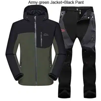 DIRENJIE Man Winter Waterproof Fishing Camping Trekking Fleece SoftShell Outdoor Jacket Pant Set Sport Hiking Trousers 5XL S36 8