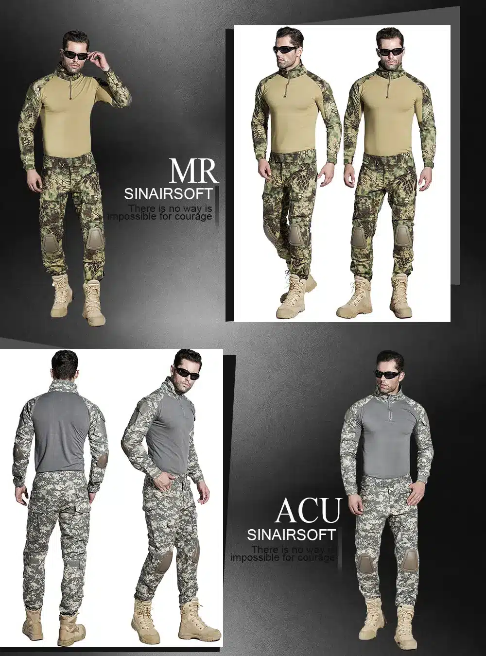 SINAIRSOFT Military Uniform Multicam Army Combat Shirt Uniform Tactical Pants With Knee Pads Camouflage Suit Hunting Clothes 14