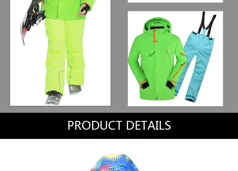 Free Shipping Winter Outdoor Children Clothing Set Windproof Ski Jackets + Pants Kids Snow Sets Warm Skiing Suit For Boys Girls 12