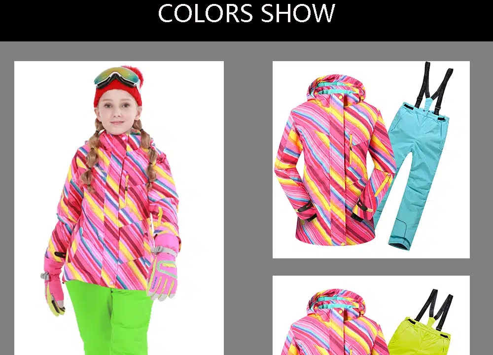 Free Shipping Winter Outdoor Children Clothing Set Windproof Ski Jackets + Pants Kids Snow Sets Warm Skiing Suit For Boys Girls 5