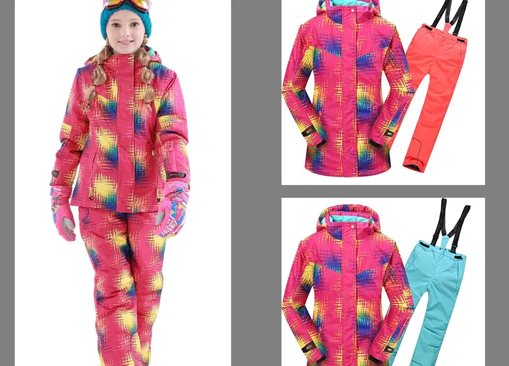 Free Shipping Winter Outdoor Children Clothing Set Windproof Ski Jackets + Pants Kids Snow Sets Warm Skiing Suit For Boys Girls 9