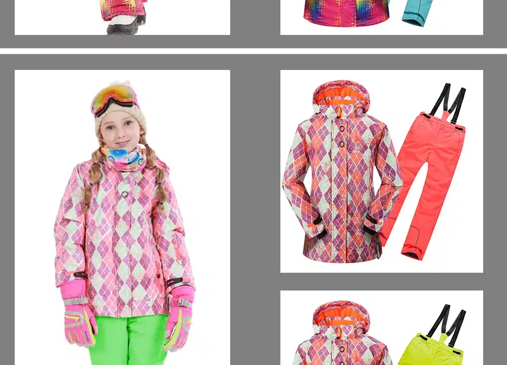 Free Shipping Winter Outdoor Children Clothing Set Windproof Ski Jackets + Pants Kids Snow Sets Warm Skiing Suit For Boys Girls 10