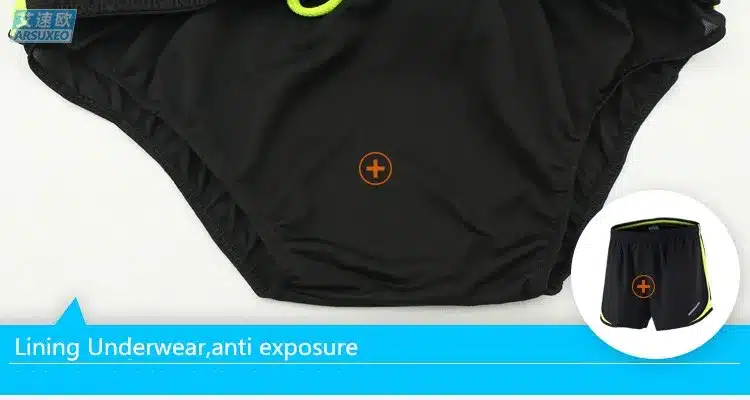 Arsuxeo 2 in 1 Summer Men's Marathon Running Shorts Black Quick Dry Training Crossfit Fitness Run Sports Shorts 3XL Size 18