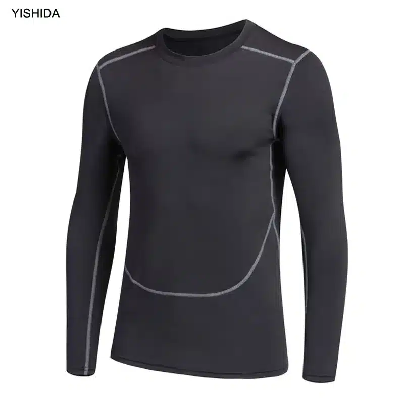 YISHIDA Men Gyms Clothing Fitness compression male tops Bodybuilding Long Sleeved Tshirt rashguard Quick-drying t-shirts UVprotc 20