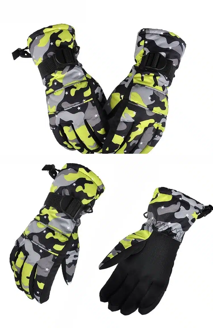 2017 new winter windproof outdoor Sport Ski Gloves kids Breathable Camouflage Snowboard Gloves winter warm thermal snow gloves 14