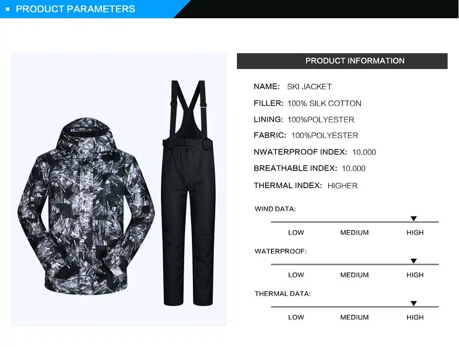 New Outdoor Ski Suit Men's Windproof Waterproof Thermal Snowboard Snow Male Skiing Jacket And Pants sets Skiwear Skating Clothes 23