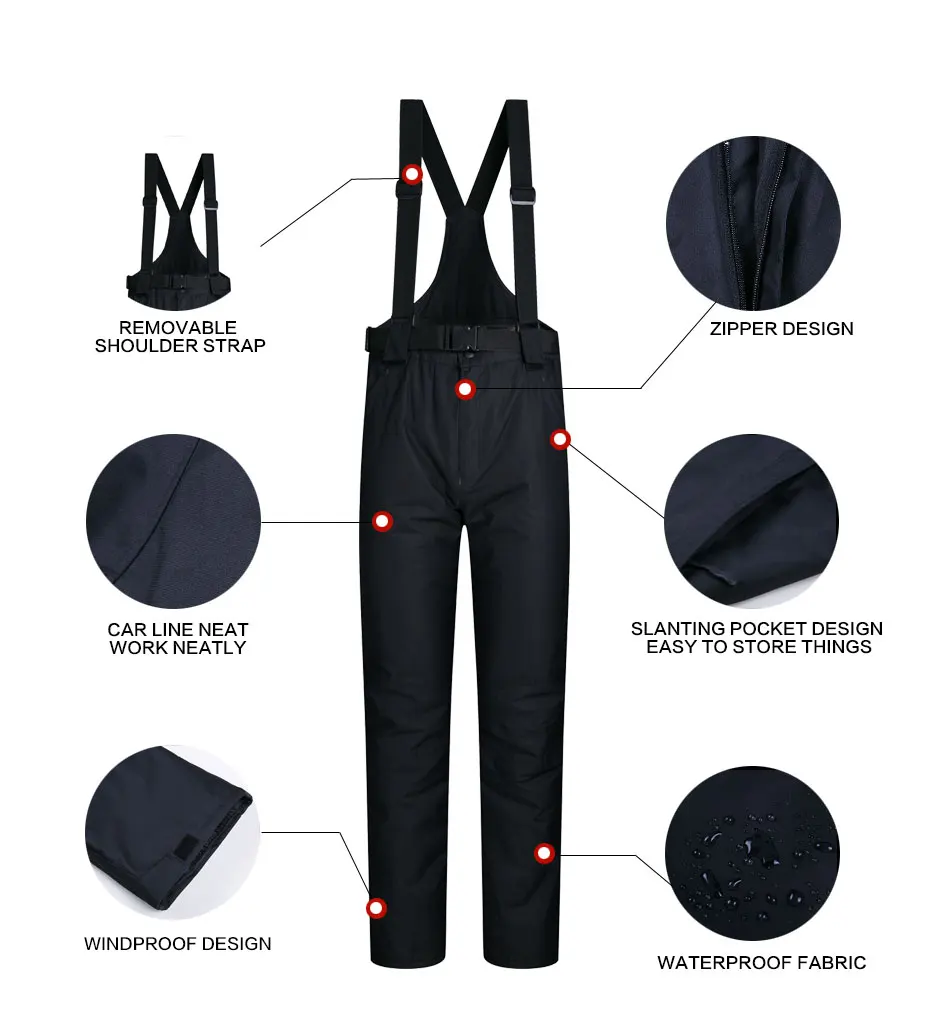 2017 New High Quality Men Ski Suit Set Windproof Waterproof Warmth Snowboard Jackets And Pants Winter Snow Sportswear Clothing 24
