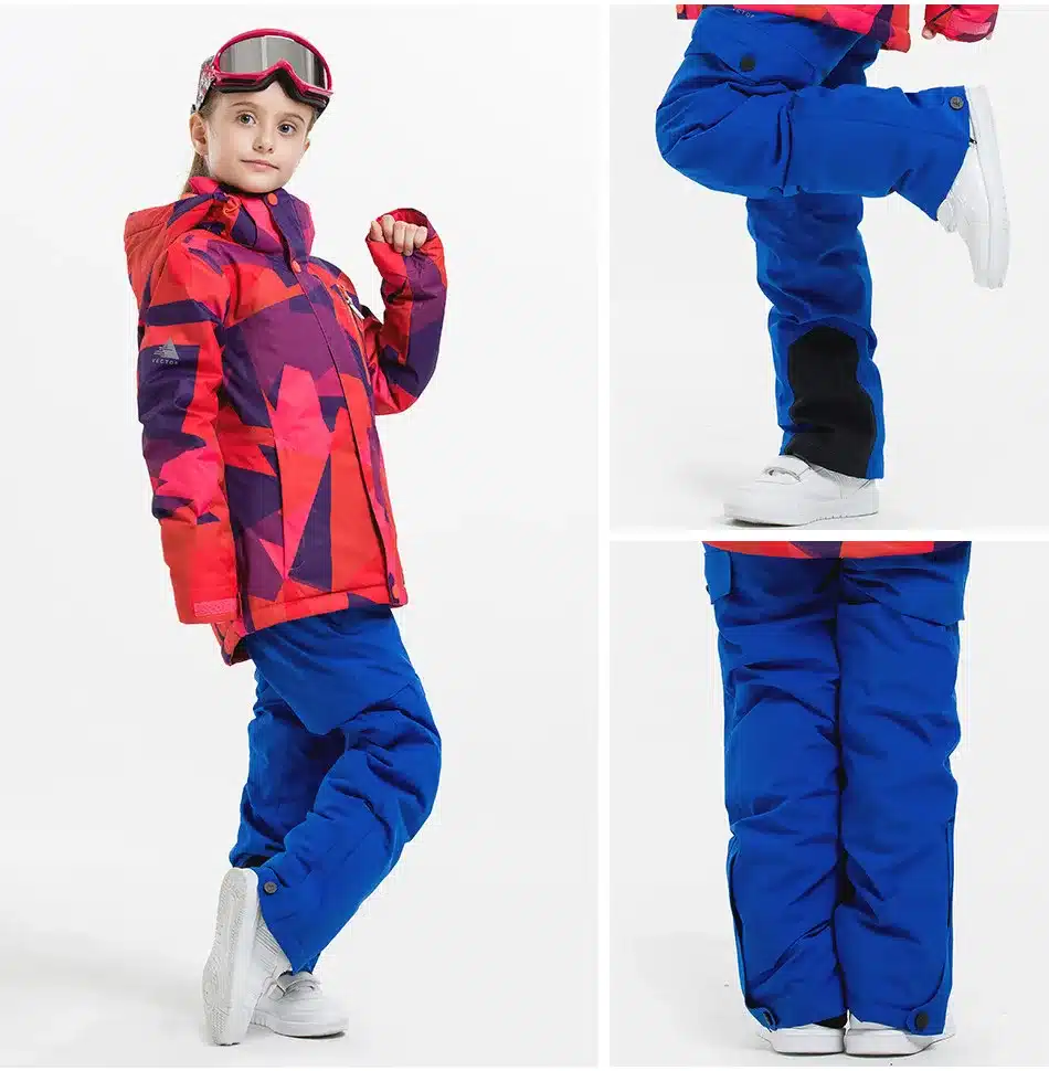 VECTOR Boys Girls Ski Suits Warm Waterproof Children Skiing Snowboarding Jackets + Pants Winter Kids Child Ski Clothing Set 12