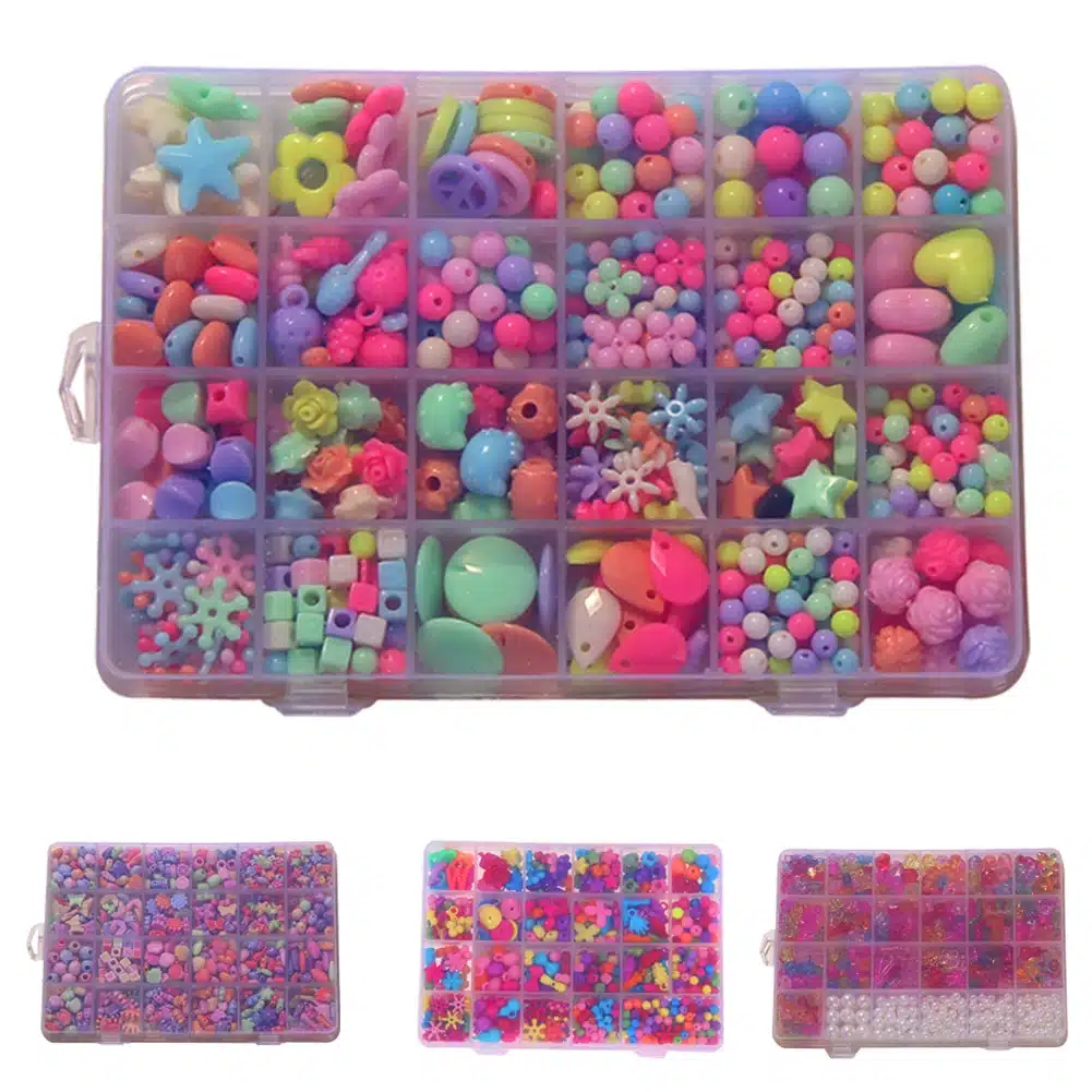 Assorted Plastic Acrylic Bead Kit Accessories DIY Bracelects Toys Jewelry Making Kids Beads Set Creative Gifts for children 12