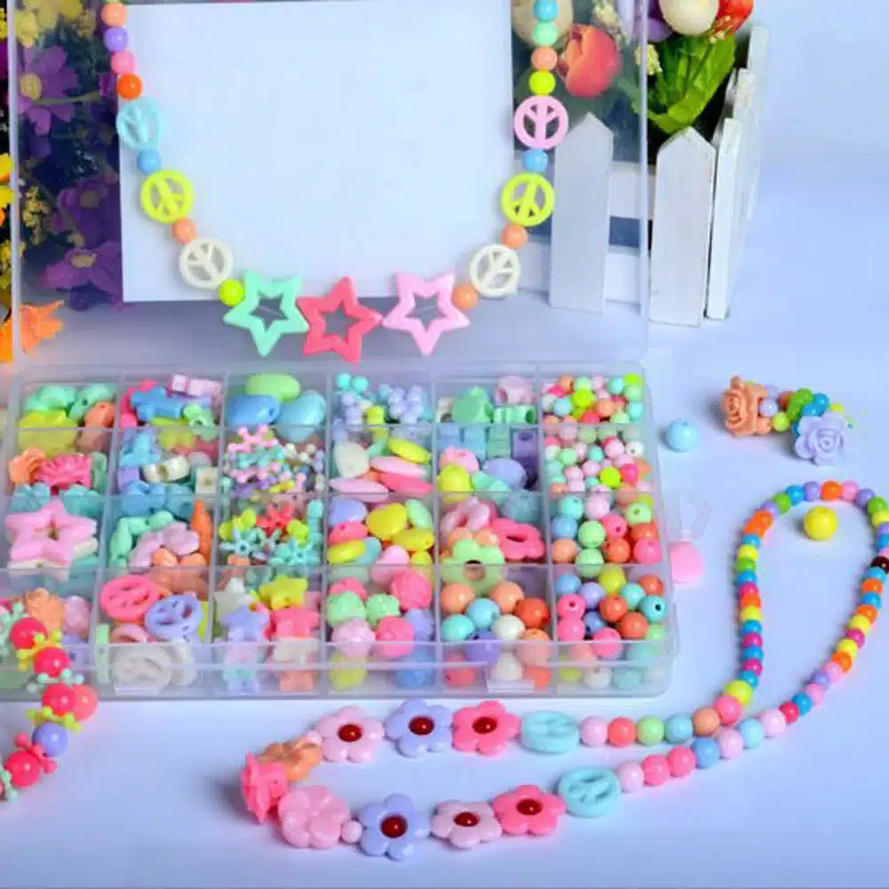 Assorted Plastic Acrylic Bead Kit Accessories DIY Bracelects Toys Jewelry Making Kids Beads Set Creative Gifts for children 15