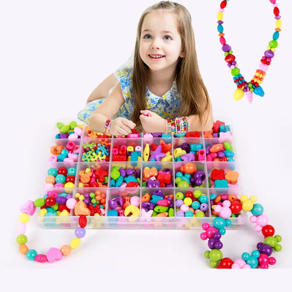 Assorted Plastic Acrylic Bead Kit Accessories DIY Bracelects Toys Jewelry Making Kids Beads Set Creative Gifts for children 16