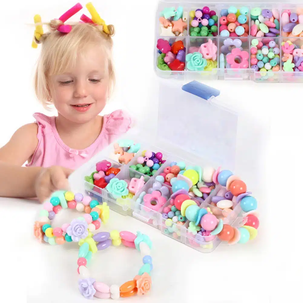 Assorted Plastic Acrylic Bead Kit Accessories DIY Bracelects Toys Jewelry Making Kids Beads Set Creative Gifts for children 17