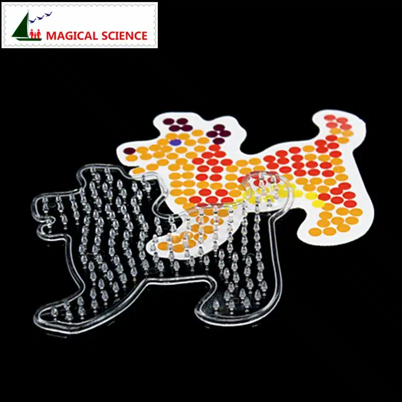 10pc Puzzle Pegboards Patterns with colored paper For 5mm Hama Perler Beads DIY Kids Craft Plastic Stencil child fuse bead Toys 2