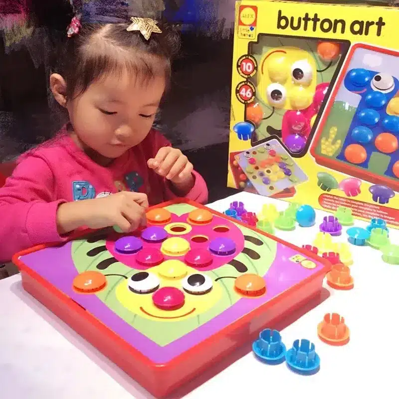 3D Puzzles Toys For Children Composite Picture Puzzle Creative Mosaic Mushroom Nail Kit Educational Toys Button Art Kids Toy 4