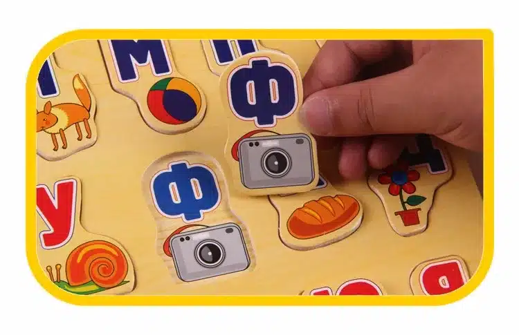 39*29CM Large Wooden Puzzles Russian Alphabet Puzzle Alphabet Grasp Board Kids Early Educational Toys 14