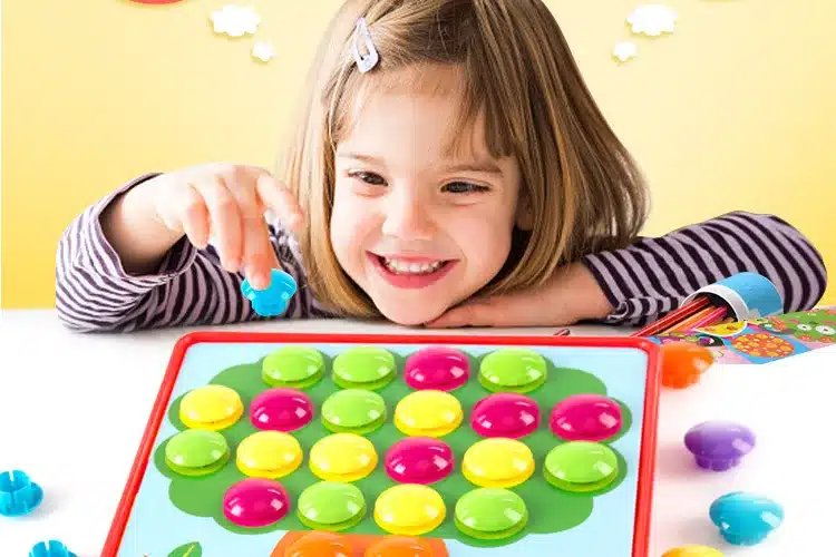 3D Puzzles Toys For Children Composite Picture Puzzle Creative Mosaic Mushroom Nail Kit Educational Toys Button Art Kids Toy 3