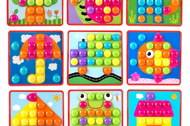 3D Puzzles Toys For Children Composite Picture Puzzle Creative Mosaic Mushroom Nail Kit Educational Toys Button Art Kids Toy 5