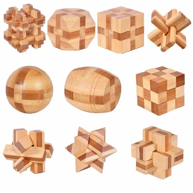 10 pcs/set 3D handmade vintage Ming lock Luban lock wooden toys adults puzzle children adult Christmas gift 10