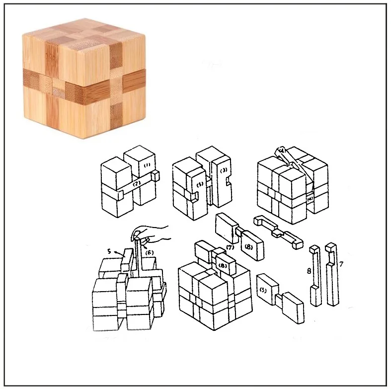 10 pcs/set 3D handmade vintage Ming lock Luban lock wooden toys adults puzzle children adult Christmas gift 27