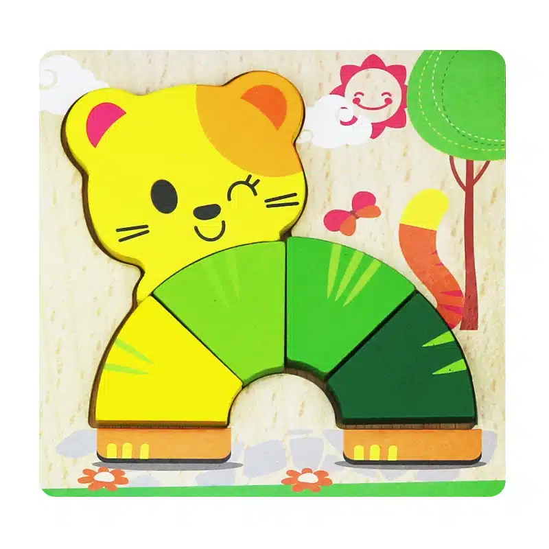 Wooden 3D Puzzle Jigsaw Wooden Toys For Children Cartoon Animal Puzzle Intelligence Kids Educational Toy Toys 34