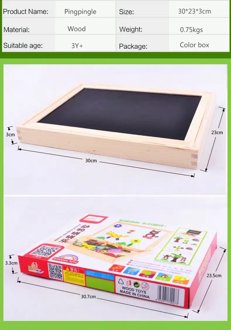 Wooden toyMultifunctional Educational Farm Jungle Animal Wooden Magnetic Puzzle Children Kids Jigsaw Baby's Drawing Board 2