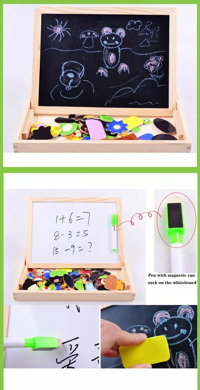 Wooden toyMultifunctional Educational Farm Jungle Animal Wooden Magnetic Puzzle Children Kids Jigsaw Baby's Drawing Board 4