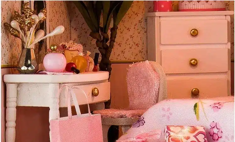 Dollhouse DIY Kit Toys for Children,Wooden Miniature Doll House Furnitures Assembling Scale Model Puzzle English instructions 7