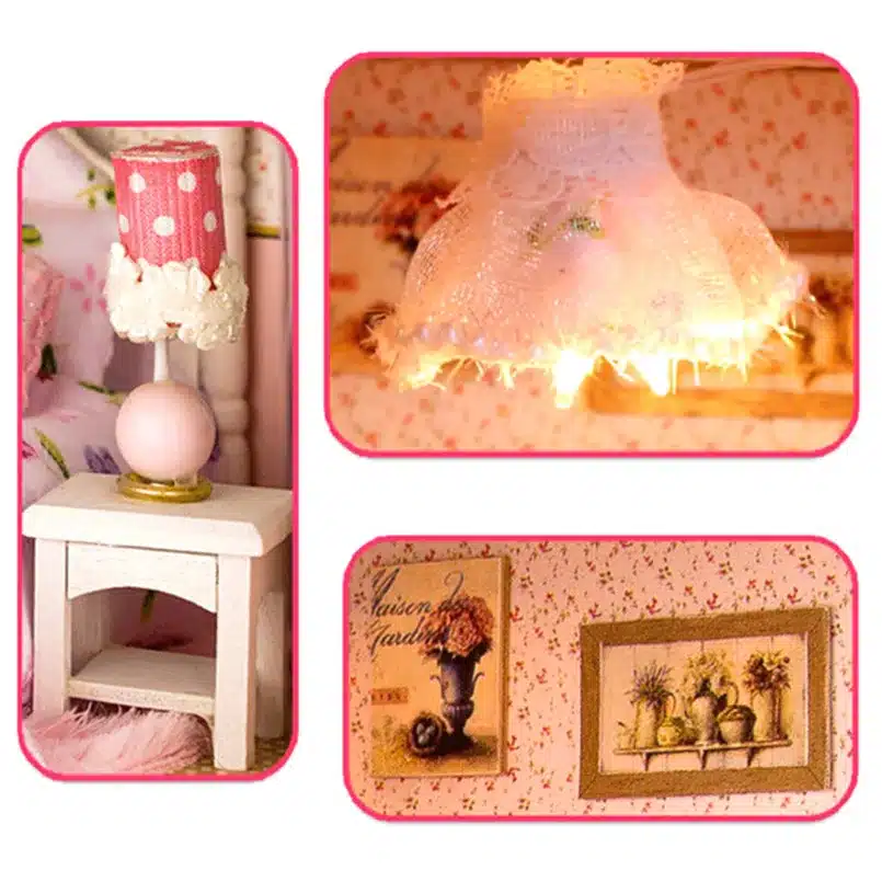 Dollhouse DIY Kit Toys for Children,Wooden Miniature Doll House Furnitures Assembling Scale Model Puzzle English instructions 16
