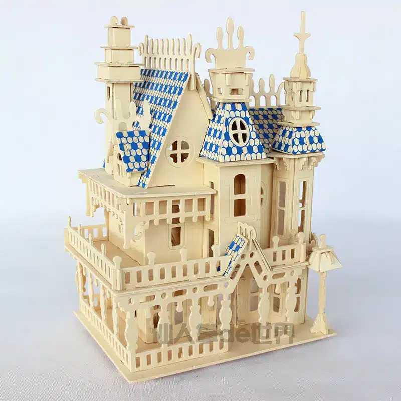 Puzzles 3D wood wooden puzzle miniature dollhouse doll house Wood House 4rooms Villa kit,play house 10