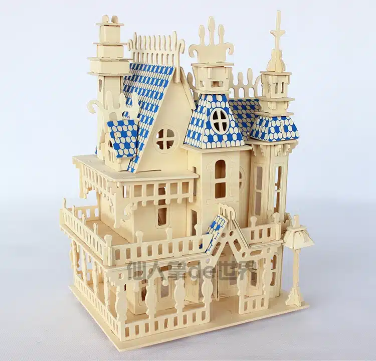 Puzzles 3D wood wooden puzzle miniature dollhouse doll house Wood House 4rooms Villa kit,play house 11
