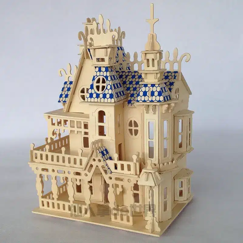 Puzzles 3D wood wooden puzzle miniature dollhouse doll house Wood House 4rooms Villa kit,play house 13