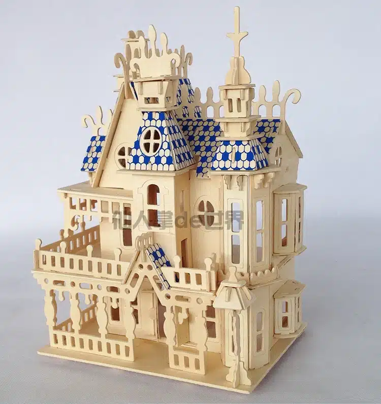 Puzzles 3D wood wooden puzzle miniature dollhouse doll house Wood House 4rooms Villa kit,play house 14